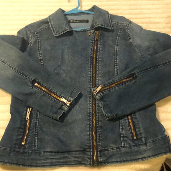 CUTE MOTO STYLE JEAN JACKET WITH SPANDEX - Picture 2 of 6